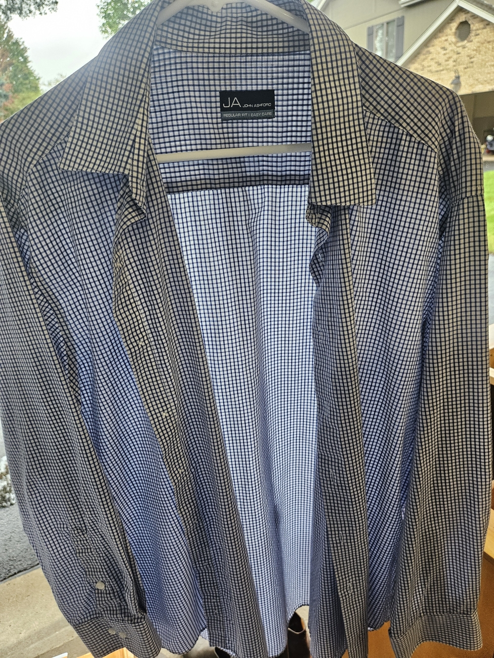 John Ashford Men’s Blue Checked Dress Shirt